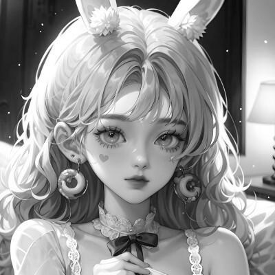 女生日系ins风漫画头像黑白60张