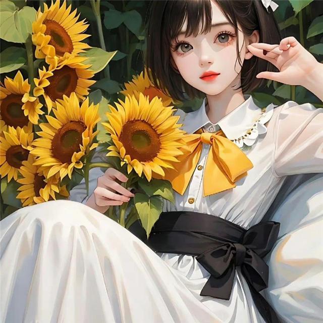 唯美阳光动漫向日葵女生头像图片9张，追求自由与梦想