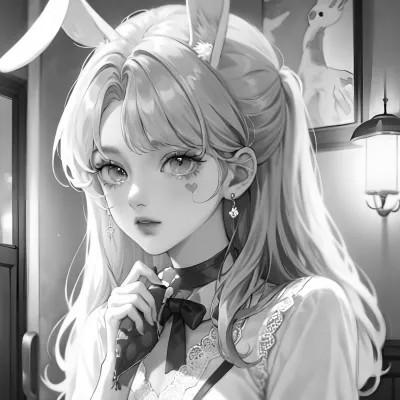 女生日系ins风漫画头像黑白60张