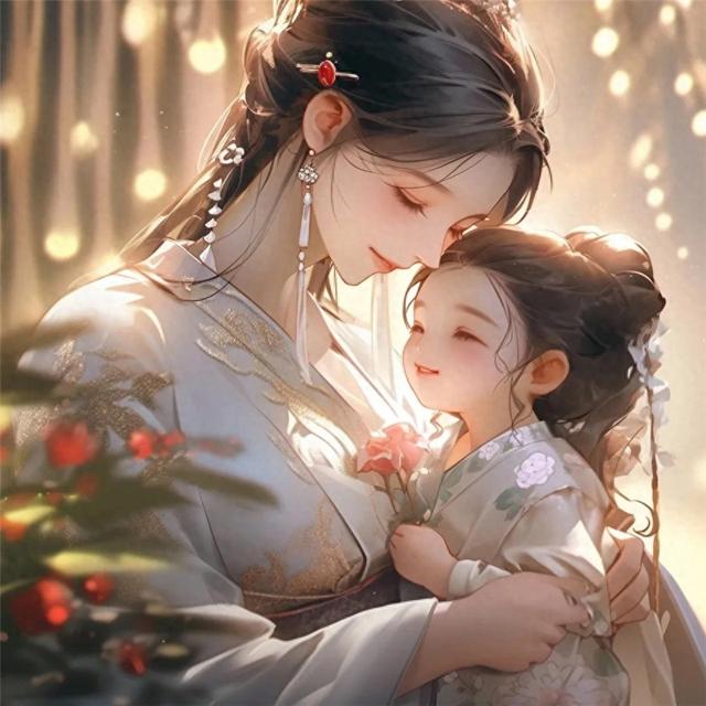 温馨母女治愈系亲子头像图片，母亲女儿共享的美好时光