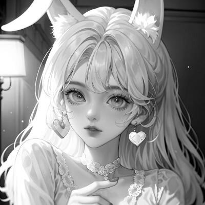 女生日系ins风漫画头像黑白60张