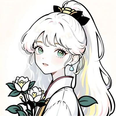 唯美清新的捧花少女动漫头像图片26张，让你秒变小仙女！