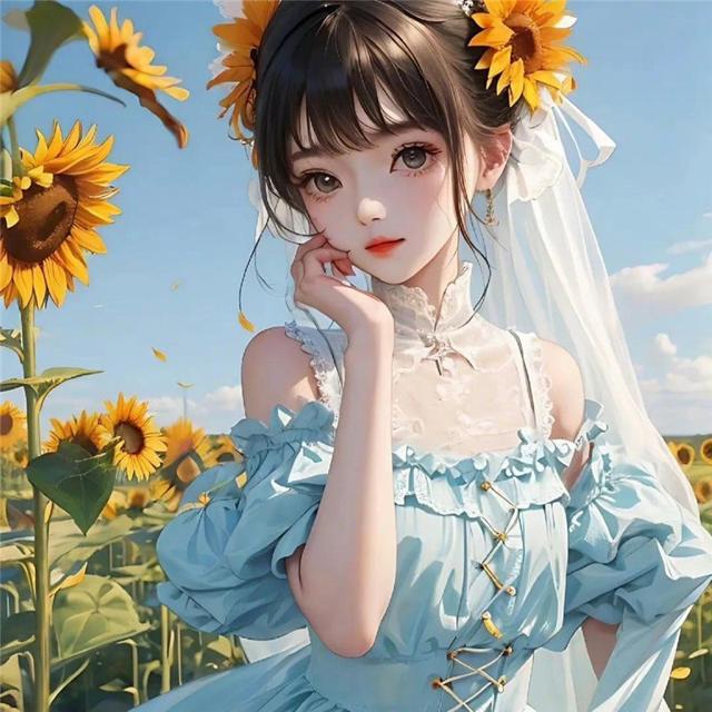 唯美阳光动漫向日葵女生头像图片9张，追求自由与梦想