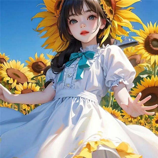唯美阳光动漫向日葵女生头像图片9张，追求自由与梦想