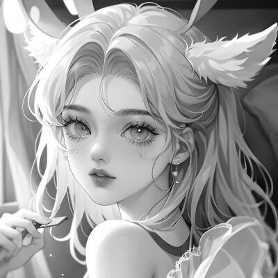 女生日系ins风漫画头像黑白60张