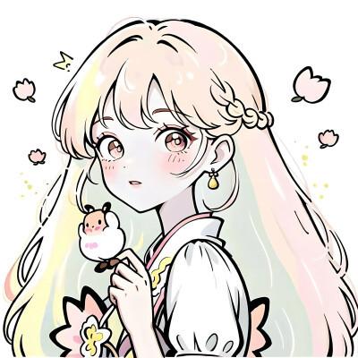 唯美清新的捧花少女动漫头像图片26张，让你秒变小仙女！