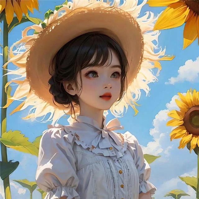 唯美阳光动漫向日葵女生头像图片9张，追求自由与梦想