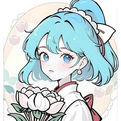 唯美清新的捧花少女动漫头像图片26张，让你秒变小仙女！