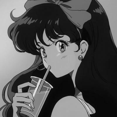 女生日系ins风漫画头像黑白60张
