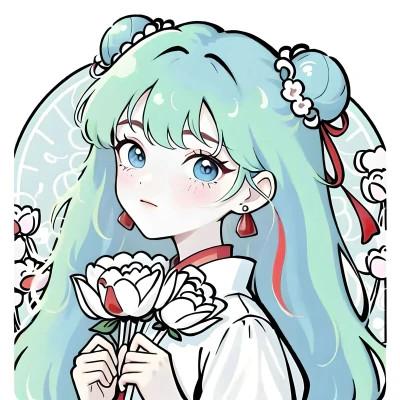 唯美清新的捧花少女动漫头像图片26张，让你秒变小仙女！