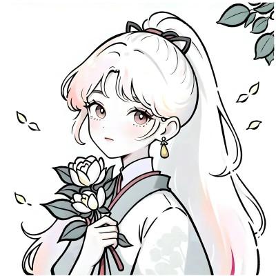 唯美清新的捧花少女动漫头像图片26张，让你秒变小仙女！