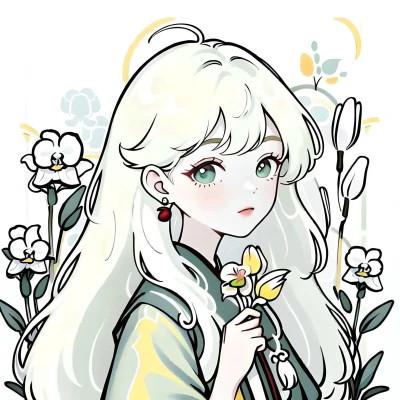 唯美清新的捧花少女动漫头像图片26张，让你秒变小仙女！