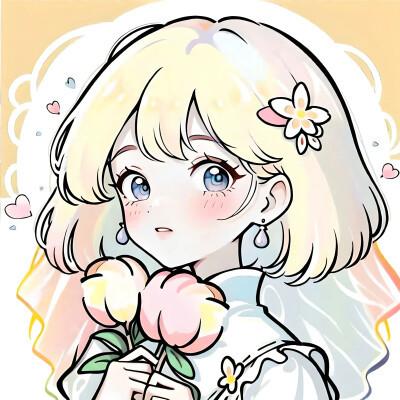 唯美清新的捧花少女动漫头像图片26张，让你秒变小仙女！