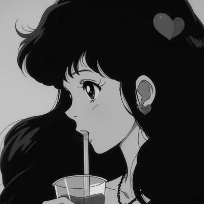 女生日系ins风漫画头像黑白60张