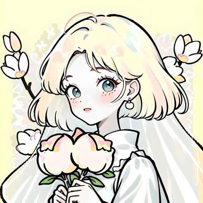 唯美清新的捧花少女动漫头像图片26张，让你秒变小仙女！