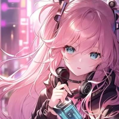 戴耳机电竞游戏动漫女生头像图片