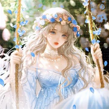 唯美浪漫荡秋千女生动漫头像图片