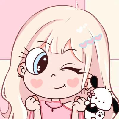 小女孩抱宠物可爱闺蜜卡通头像图片