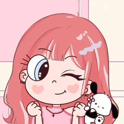 小女孩抱宠物可爱闺蜜卡通头像图片