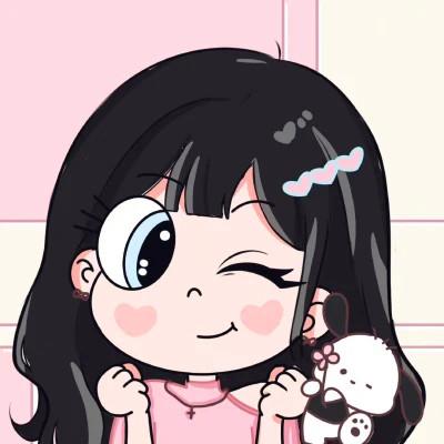 小女孩抱宠物可爱闺蜜卡通头像图片