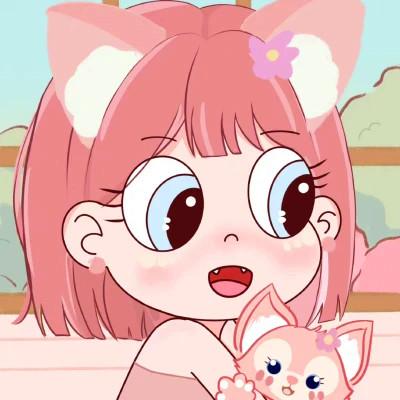 小女孩抱宠物可爱闺蜜卡通头像图片