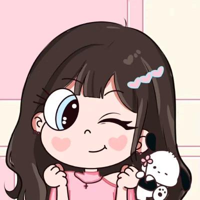 小女孩抱宠物可爱闺蜜卡通头像图片