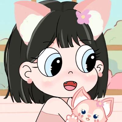 小女孩抱宠物可爱闺蜜卡通头像图片