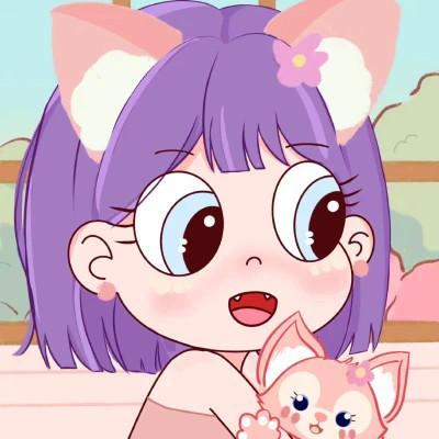 小女孩抱宠物可爱闺蜜卡通头像图片