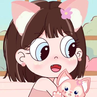 小女孩抱宠物可爱闺蜜卡通头像图片