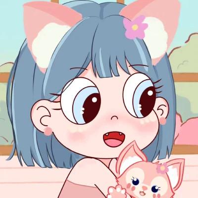 小女孩抱宠物可爱闺蜜卡通头像图片