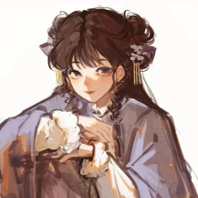 好看的微信头像女手绘图32张