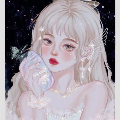 好看的微信头像女手绘图32张