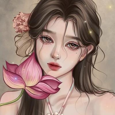 好看的微信头像女手绘图32张