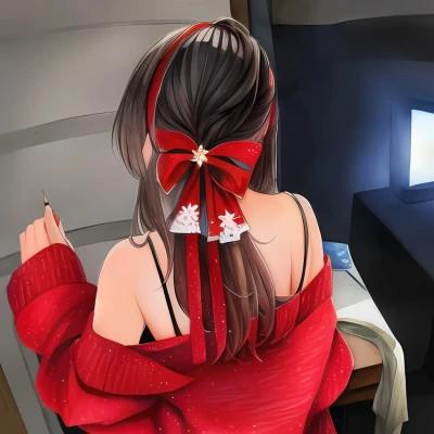 手绘女生背影头像气质唯美高清图片