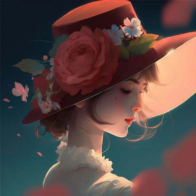 唯美玫瑰少女头像图片超清
