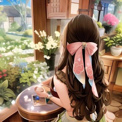 手绘女生背影头像气质唯美高清图片