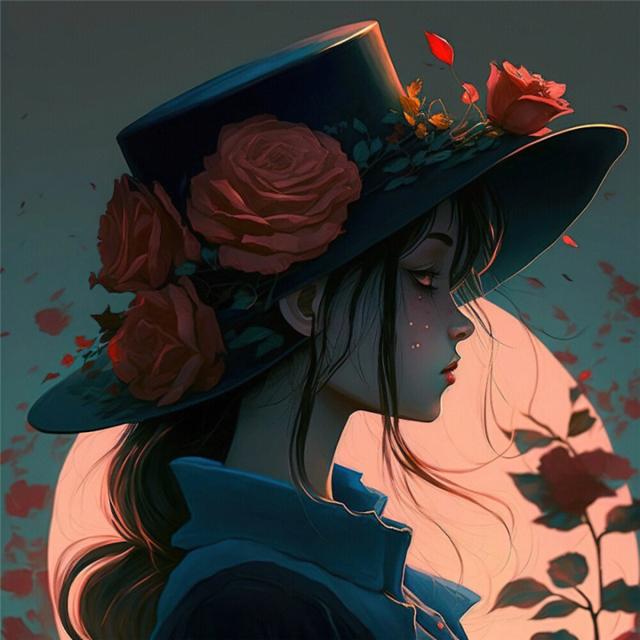 唯美玫瑰少女头像图片超清