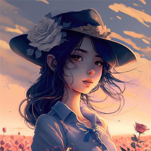 唯美玫瑰少女头像图片超清