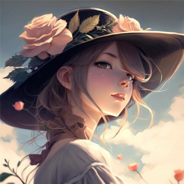 唯美玫瑰少女头像图片超清