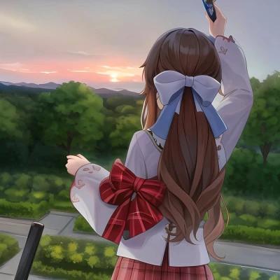 手绘女生背影头像气质唯美高清图片