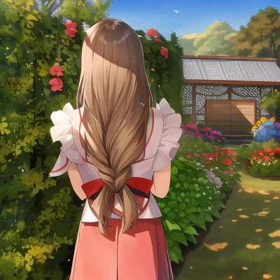 手绘女生背影头像气质唯美高清图片