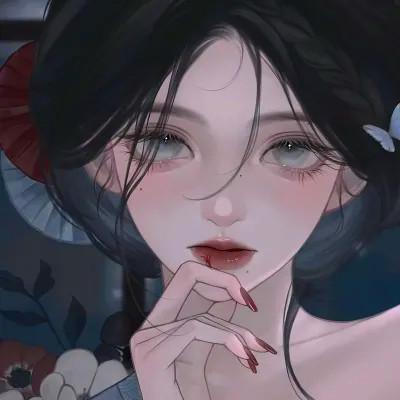 手绘女头ins风小众 好看高清的小众插画女头像文艺图片
