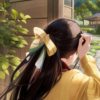 手绘女生背影头像气质唯美高清图片