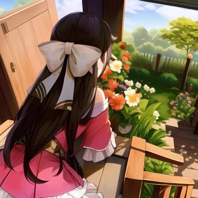 手绘女生背影头像气质唯美高清图片