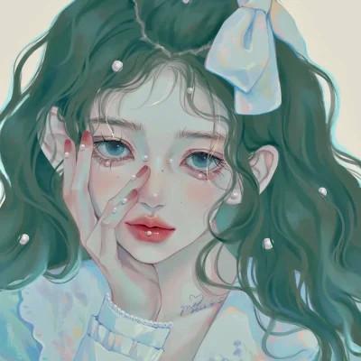 手绘女头ins风小众 好看高清的小众插画女头像文艺图片