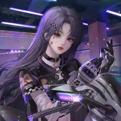 机车炫酷高清头像女生动漫图片