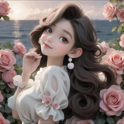 迪士尼带花AI女头图片6张，梦幻之选