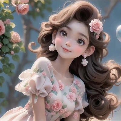 迪士尼带花AI女头图片6张，梦幻之选