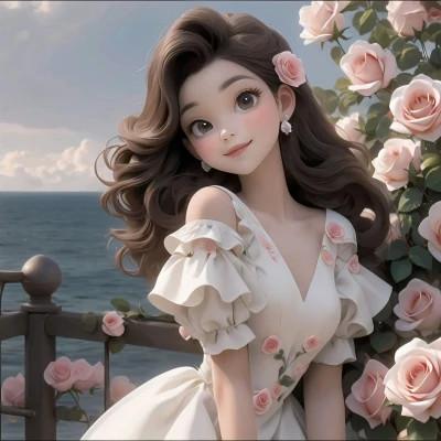 迪士尼带花AI女头图片6张，梦幻之选
