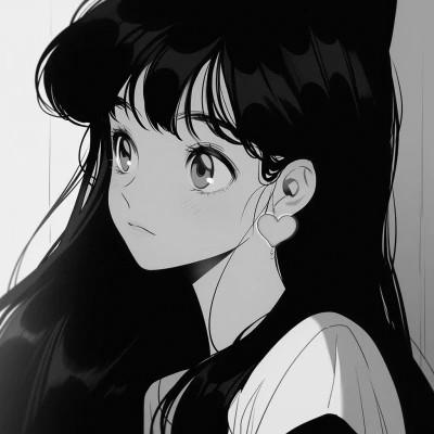 黑白二次元女生头像图片56张
